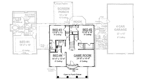 House Blueprint - Colonial Floor Plan - Upper Floor Plan #20-1684