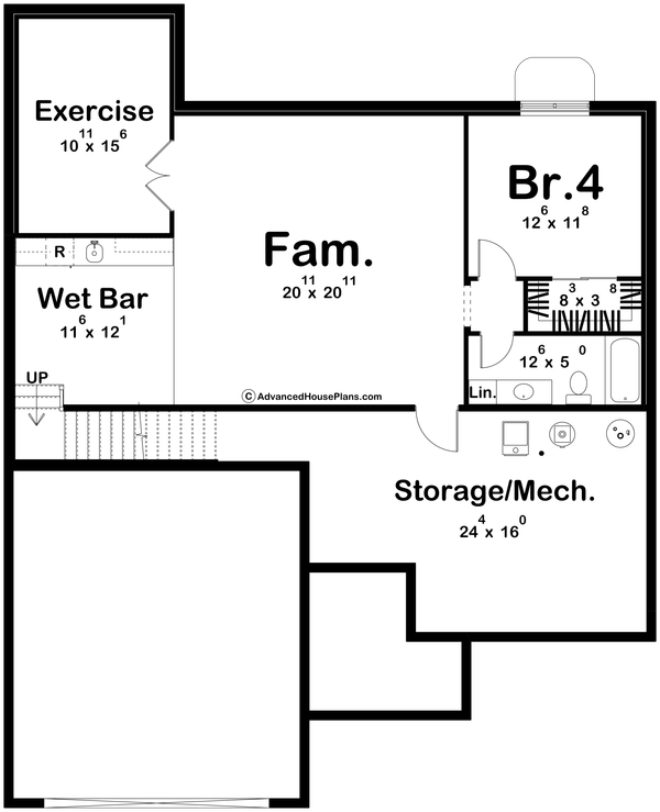 Farmhouse Floor Plan - Lower Floor Plan #455-593