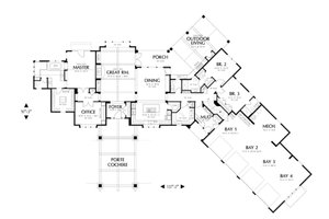Floor Plan - Main Floor for Craftsman House Plan #48-465 - 4 bed, 4.5 bath