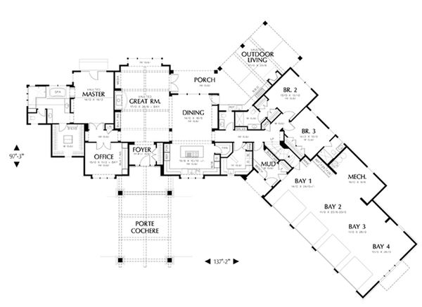 House Plan Design - Craftsman Floor Plan - Main Floor Plan #48-465