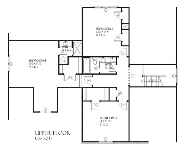 European Floor Plan - Upper Floor Plan #901-65