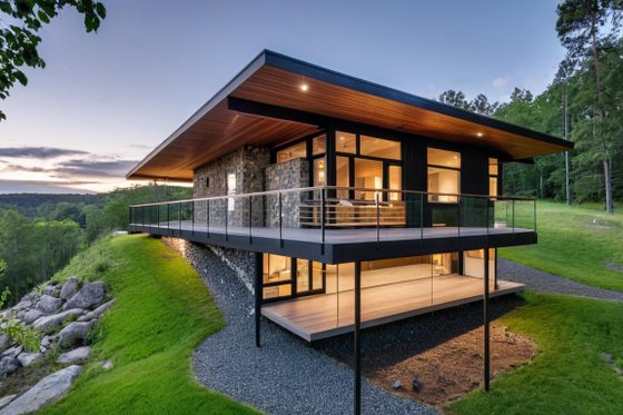 Exterior - Front Elevation for Modern House Plan #498-6 - 4 bed, 3.5 bath