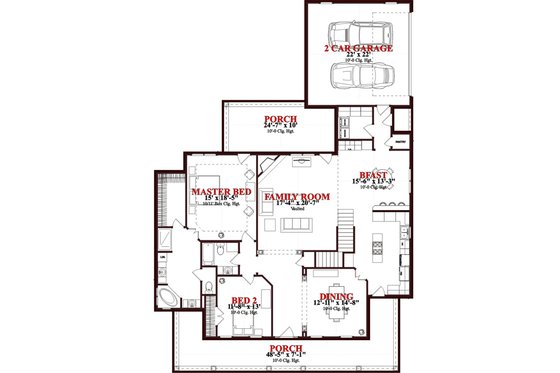 Floor Plan - Main Floor for Traditional House Plan #63-274 - 4 bed, 3 bath