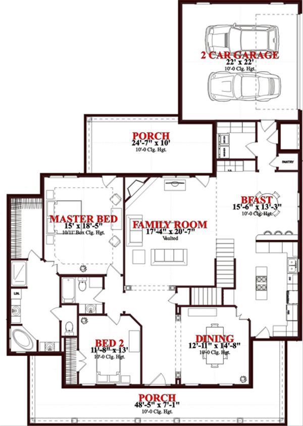 Dream House Plan - Traditional Floor Plan - Main Floor Plan #63-274