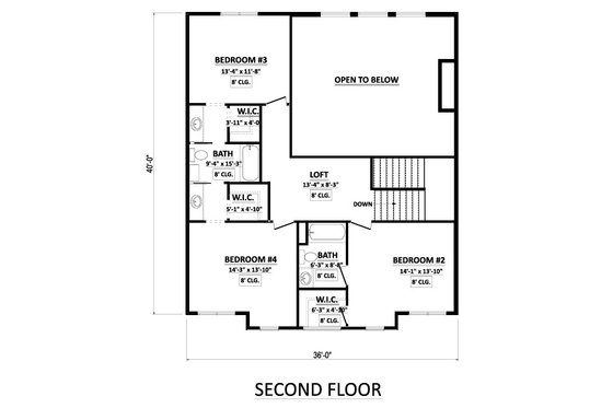 Floor Plan - Upper Floor for Farmhouse House Plan #1089-32 - 4 bed, 3.5 bath