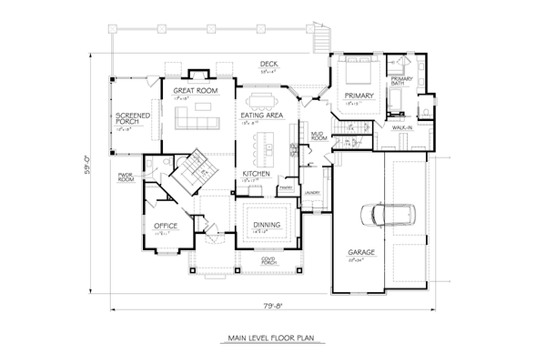 Architectural House Design - Floor Plan - Main Floor for Modern House Plan #1122-17 - 1 bed, 1.5 bath