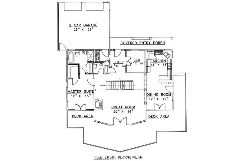 House Blueprint - Floor Plan - Main Floor for Bungalow House Plan #117-546 - 3 bed, 2.5 bath
