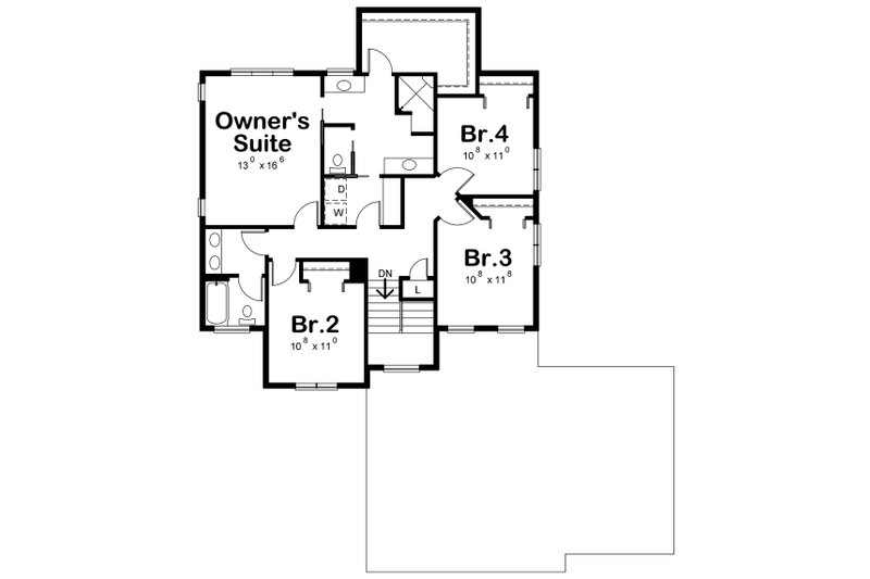 House Blueprint - Floor Plan - Upper Floor for Traditional House Plan #20-2457 - 5 bed, 3.5 bath