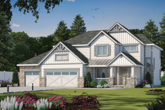 Exterior - Front Elevation 3 for Craftsman House Plan #20-2127 - 4 bed, 3.5 bath