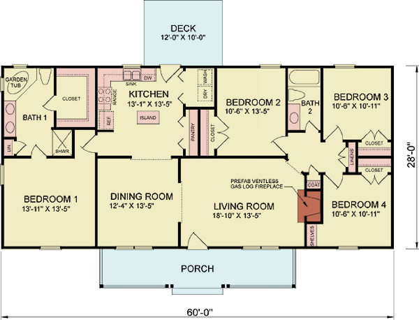 House Blueprint - Traditional Floor Plan - Main Floor Plan #54-599