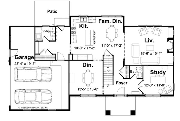 Home Plan - Floor Plan - Main Floor for Farmhouse House Plan #928-449 - 4 bed, 2.5 bath
