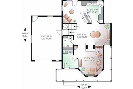 Floor Plan - Main Floor for Farmhouse House Plan #23-863 - 3 bed, 2.5 bath