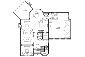Floor Plan - Main Floor for Craftsman House Plan #440-2 - 4 bed, 2.5 bath