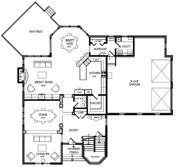 Craftsman Floor Plan - Main Floor Plan #440-2