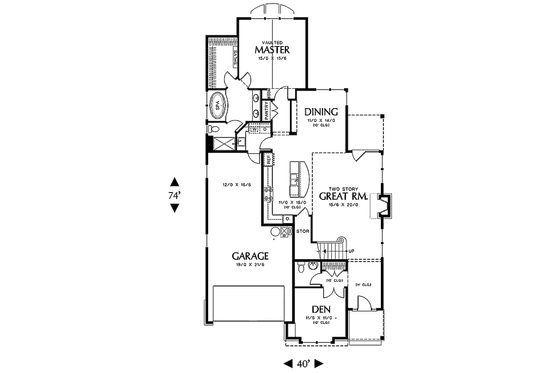Floor Plan - Main Floor for Craftsman House Plan #48-252 - 4 bed, 2.5 bath