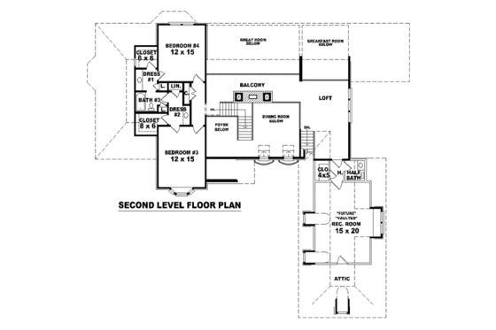 Floor Plan - Upper Floor for European House Plan #81-1330 - 3 bed, 3.5 bath