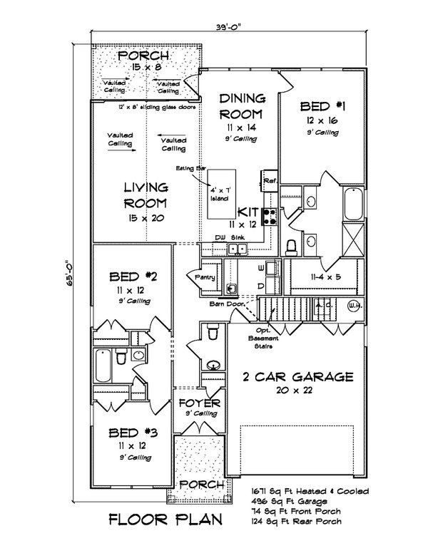 House Design - Cottage Floor Plan - Main Floor Plan #513-2201
