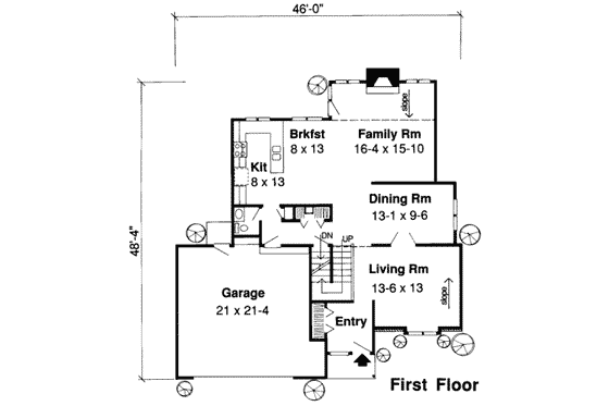 Floor Plan - Main Floor for Traditional House Plan #312-347 - 3 bed, 2.5 bath