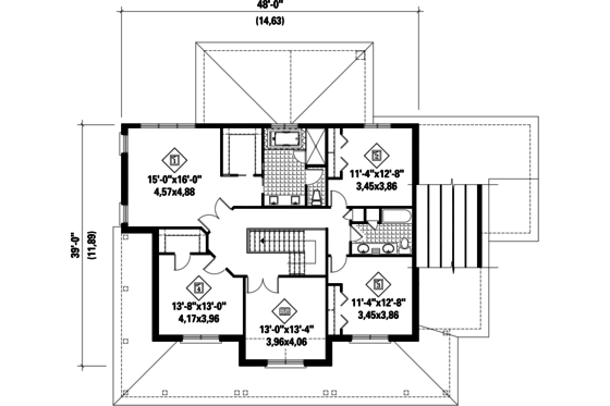 Floor Plan - Upper Floor for Country House Plan #25-4484 - 4 bed, 2 bath