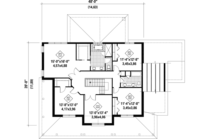 Home Plan - Floor Plan - Upper Floor for Country House Plan #25-4484 - 4 bed, 2 bath