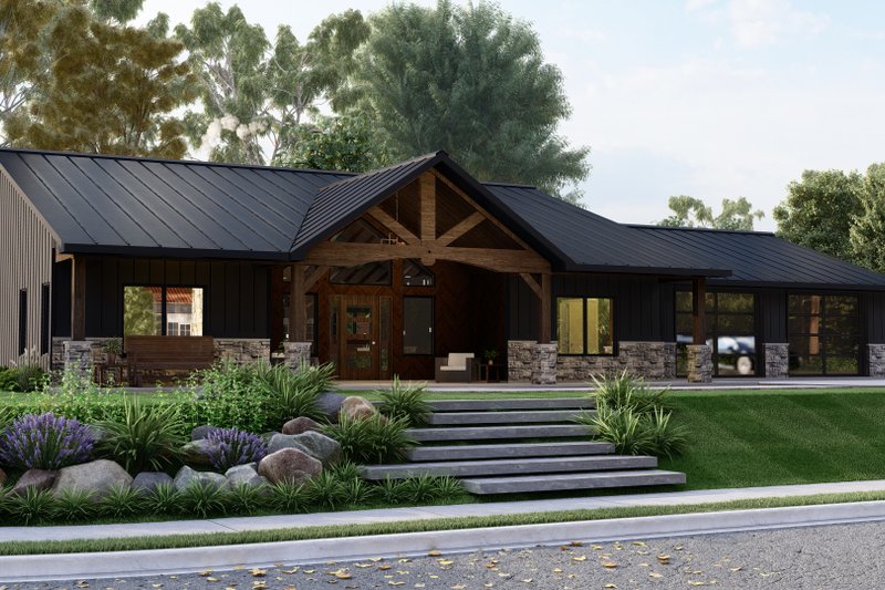 Architectural House Design - Exterior - Front Elevation 13 for Ranch House Plan #1064-191 - 3 bed, 2 bath
