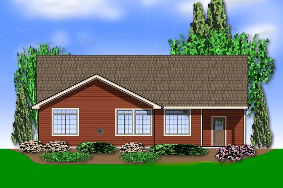 Exterior - Rear Elevation for Traditional House Plan #48-594 - 3 bed, 2 bath
