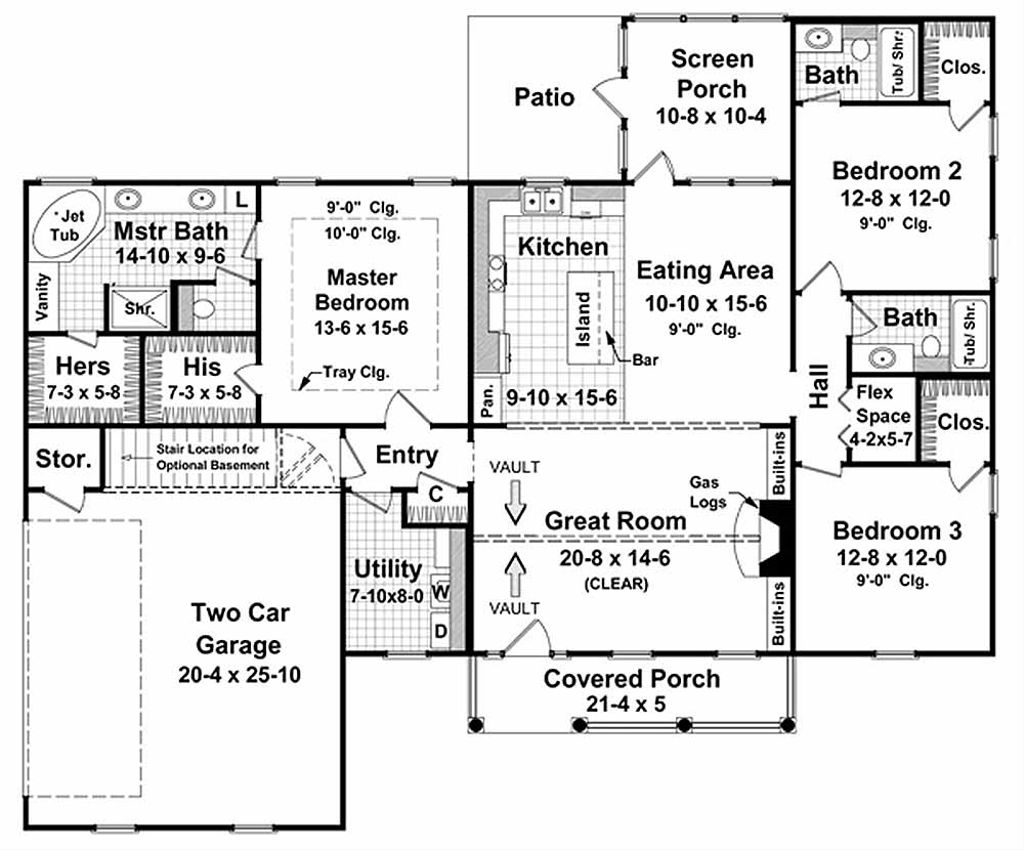 Country Style House Plan 3 Beds 3 Baths 1800 Sq Ft Plan 