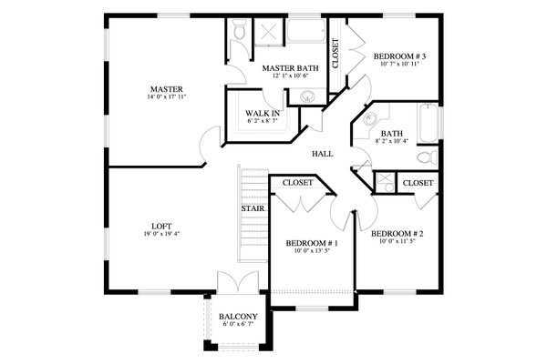 Traditional Floor Plan - Upper Floor Plan #1060-105