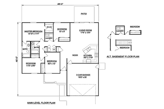 Floor Plan - Main Floor for Ranch House Plan #116-235 - 4 bed, 2 bath