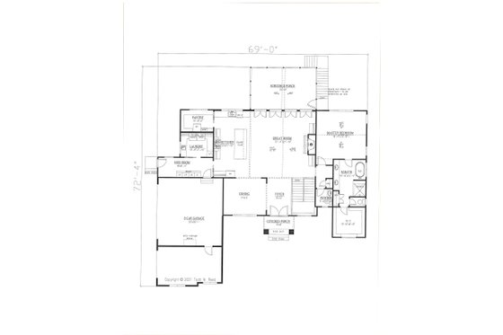 Floor Plan - Main Floor for Farmhouse House Plan #437-129 - 3 bed, 3.5 bath