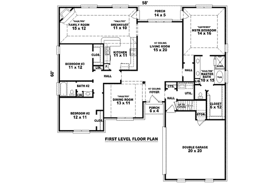 Floor Plan - Main Floor for European House Plan #81-1105 - 3 bed, 2 bath