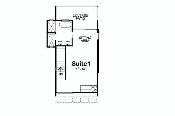 Floor Plan - Upper Floor for Modern House Plan #20-2540 - 1 bed, 1.5 bath