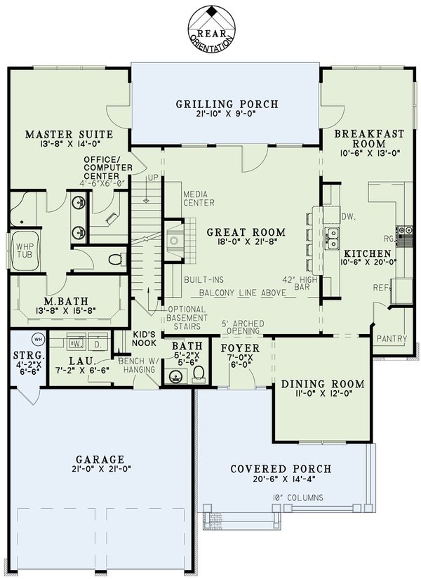 House Plan Design - Craftsman Floor Plan - Main Floor Plan #17-2131