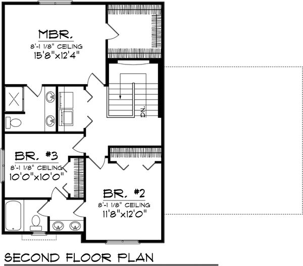 Traditional Floor Plan - Upper Floor Plan #70-1068