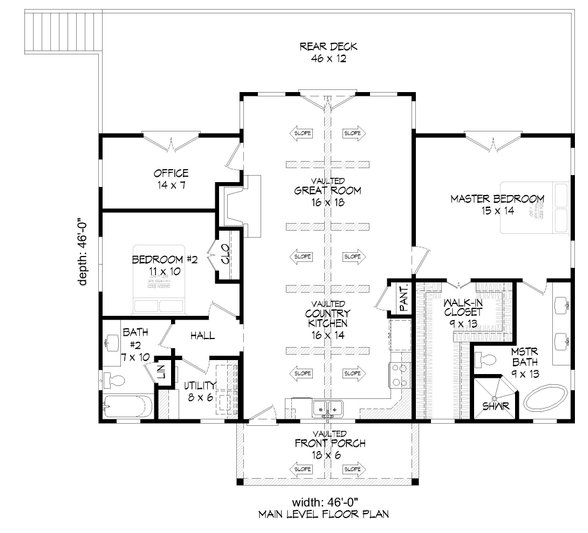 Home Plan - Floor Plan - Main Floor for Traditional House Plan #932-406 - 2 bed, 2 bath