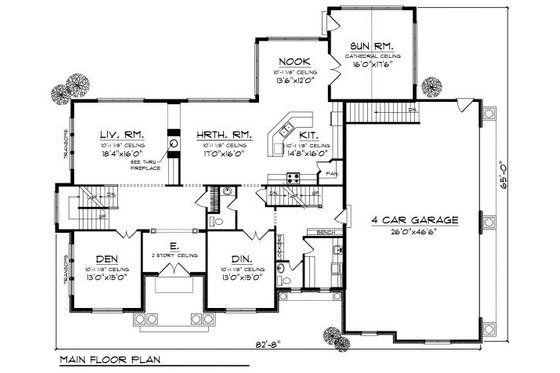 Floor Plan - Main Floor for European House Plan #70-888 - 4 bed, 3.5 bath