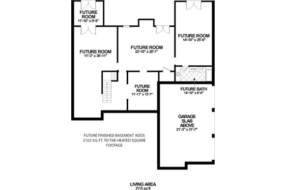 Floor Plan - Lower Floor for Craftsman House Plan #56-719 - 4 bed, 4.5 bath