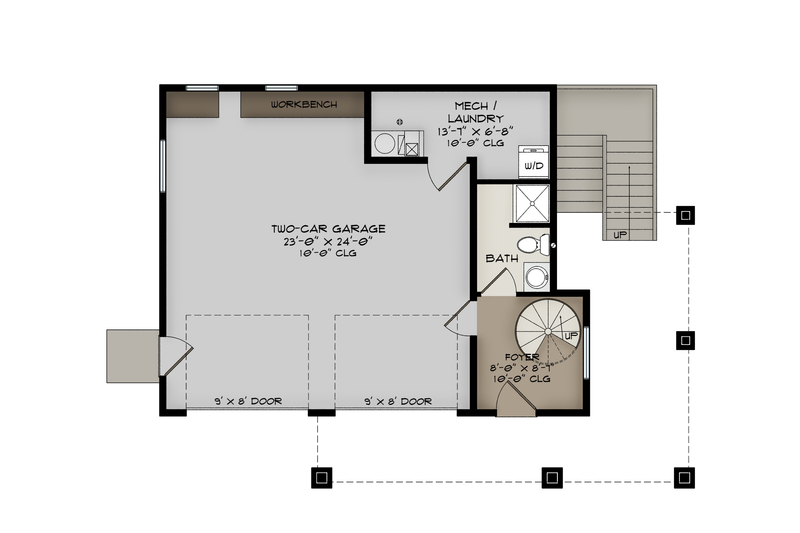 House Design - Floor Plan - Main Floor for Cabin House Plan #1108-5 - 2 bed, 2 bath