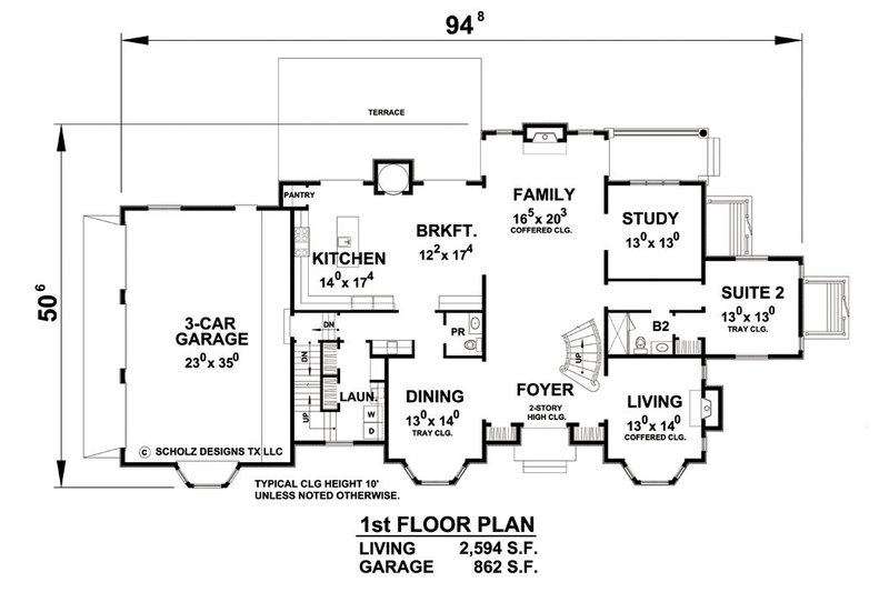 Home Plan - Floor Plan - Main Floor for European House Plan #20-2210 - 5 bed, 4.5 bath