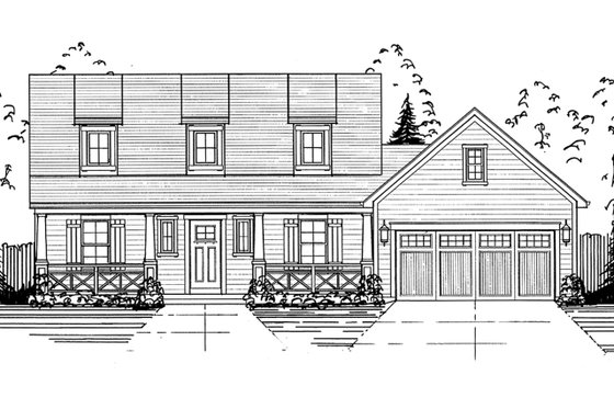 Exterior - Front Elevation 3 for Farmhouse House Plan #46-868 - 3 bed, 2.5 bath