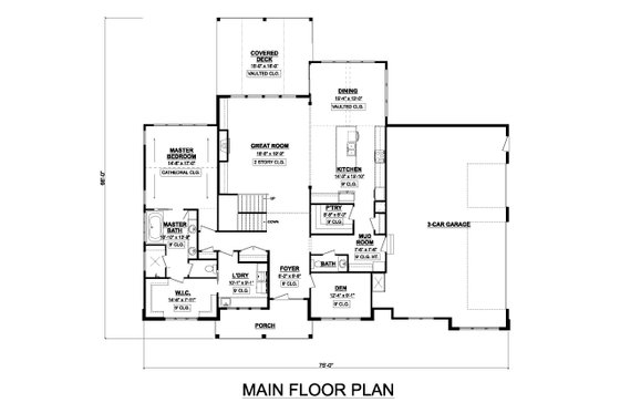 Floor Plan - Main Floor for Modern House Plan #1089-18 - 4 bed, 2.5 bath