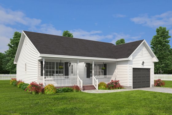 Exterior - Front Elevation 3 for Ranch House Plan #1082-1 - 3 bed, 2 bath