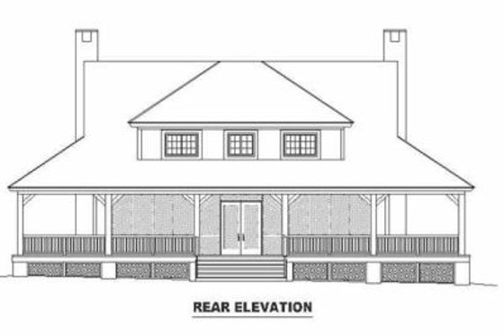 Exterior - Rear Elevation for Southern House Plan #81-107 - 3 bed, 2.5 bath