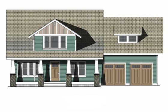 Exterior - Front Elevation 3 for Craftsman House Plan #461-70 - 4 bed, 3.5 bath