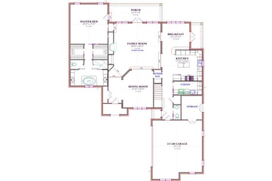 Floor Plan - Main Floor for European House Plan #63-177 - 4 bed, 3.5 bath