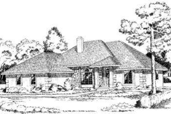Exterior - Front Elevation for European House Plan #312-322 - 4 bed, 3 bath