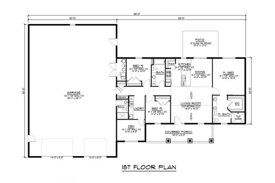 Floor Plan - Main Floor for Barndominium House Plan #1064-224 - 3 bed, 3 bath