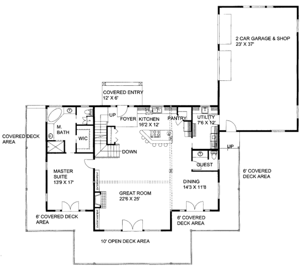 House Blueprint - Cabin Floor Plan - Main Floor Plan #117-784