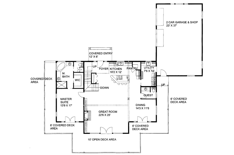 Home Plan - Floor Plan - Main Floor for Cabin House Plan #117-784 - 3 bed, 2.5 bath