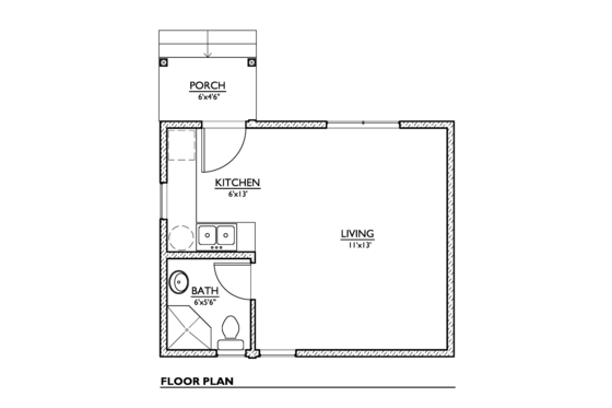 Floor Plan - Main Floor for Modern House Plan #890-2 - 1 bed, 1 bath